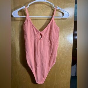 Colsie Coral Ribbed Bodysuit